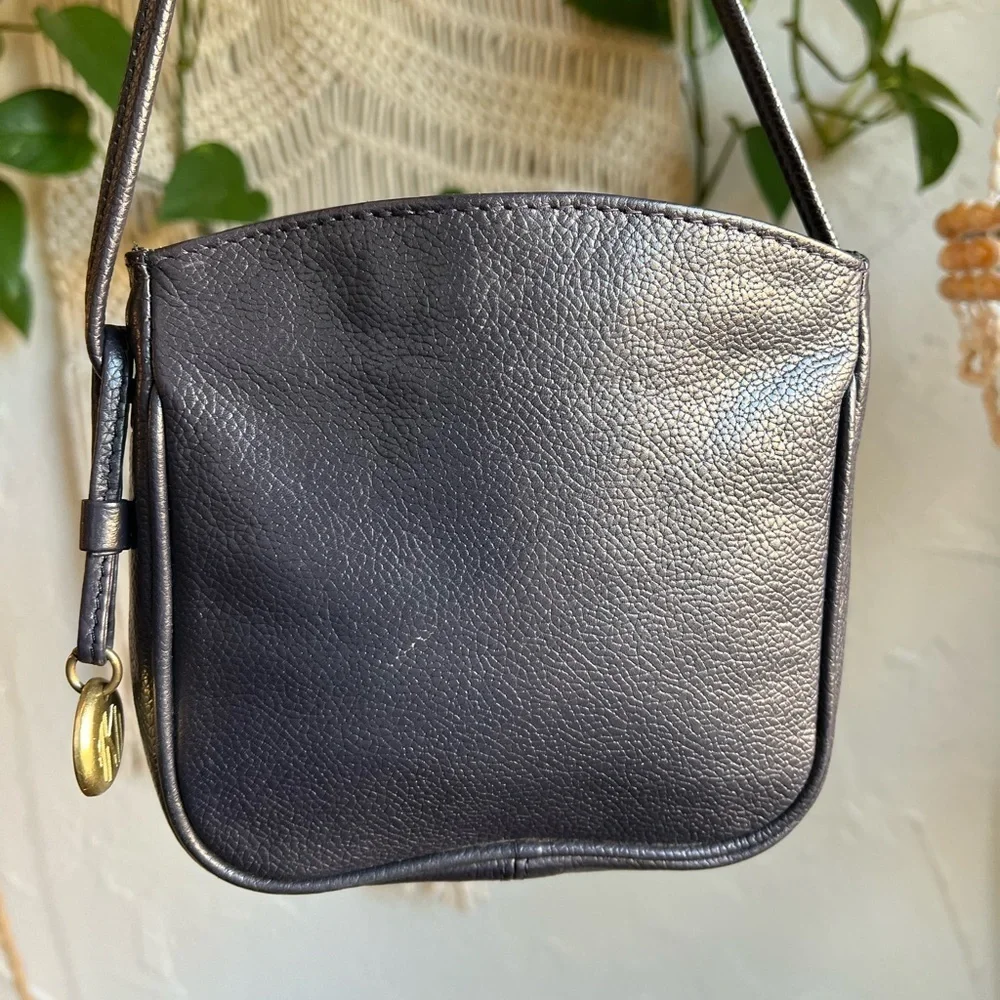 Vintage Anne Klein Oroton Leather Crossbody Bag Navy Leather Tassel Purse 80s